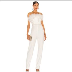 Lola Blanc Feather Jumpsuit - Bronx and Banco